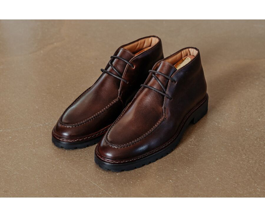Boot homme en cuir pull-up chocolat - MINNEOLA