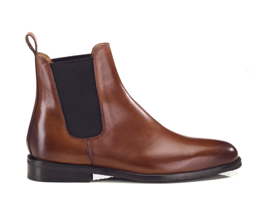 Chelsea boot homme cuir patiné châtaigne - FLAGER CLASSIC GOMME