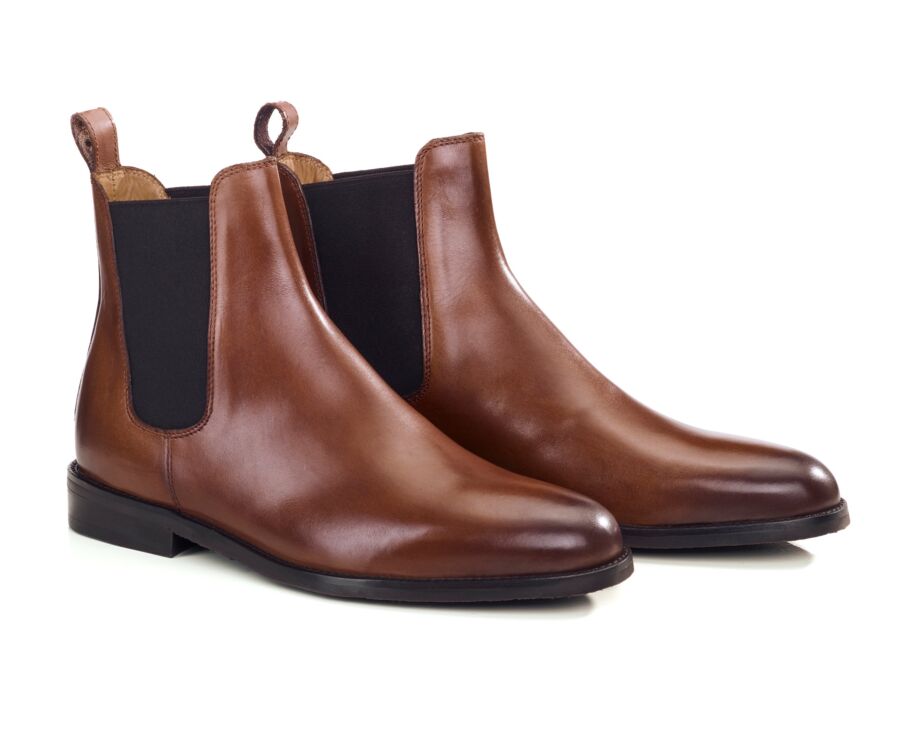 Chelsea boot homme cuir patiné châtaigne - FLAGER CLASSIC GOMME