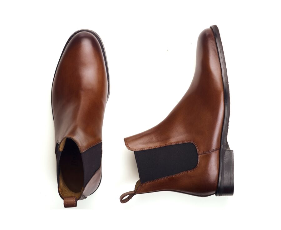 Chelsea boot homme cuir patiné châtaigne - FLAGER CLASSIC GOMME