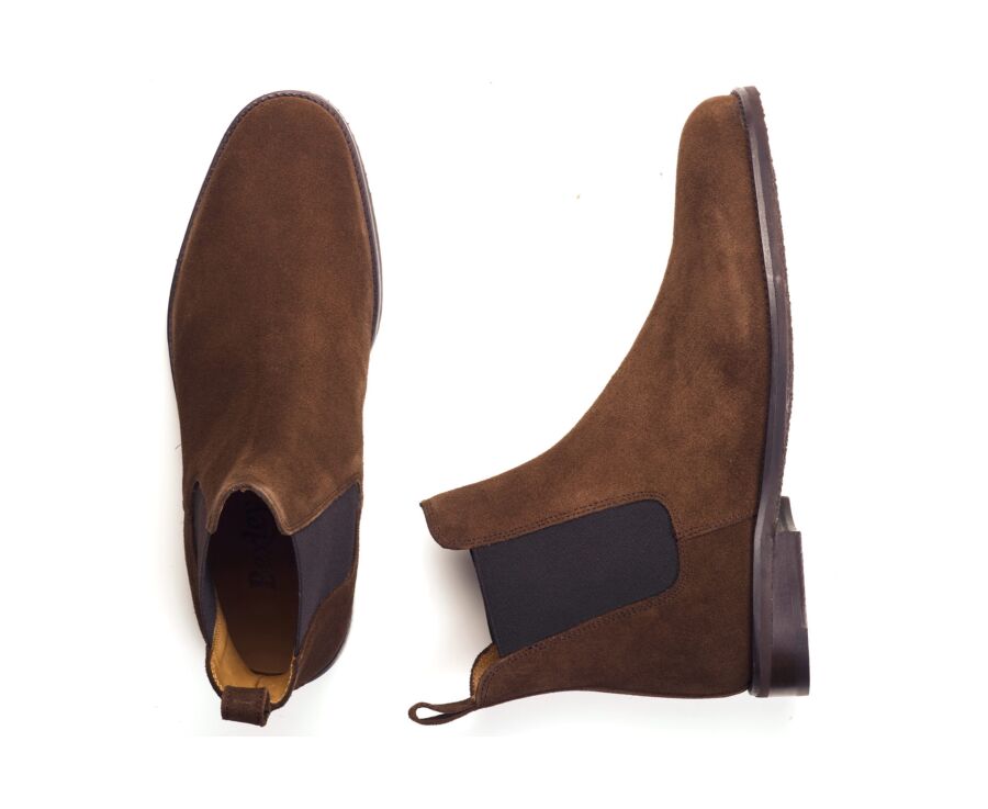 Chelsea boot homme en velours chocolat - FLAGER CLASSIC GOMME