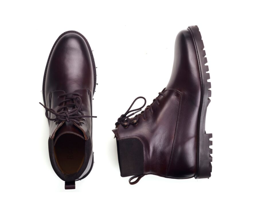 Boot homme montante lacée en cuir chocolat - KEYSTONE II GOMME