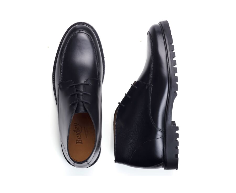 Boot homme derby 3 œillets en cuir noir - HUDFORD GOMME