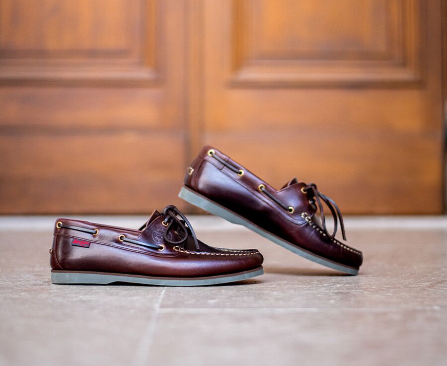 Chaussures bateau homme cuir Marron Foncé - TRAWLER