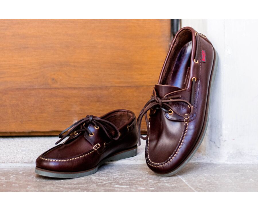 Chaussures bateau homme cuir Marron Foncé - TRAWLER