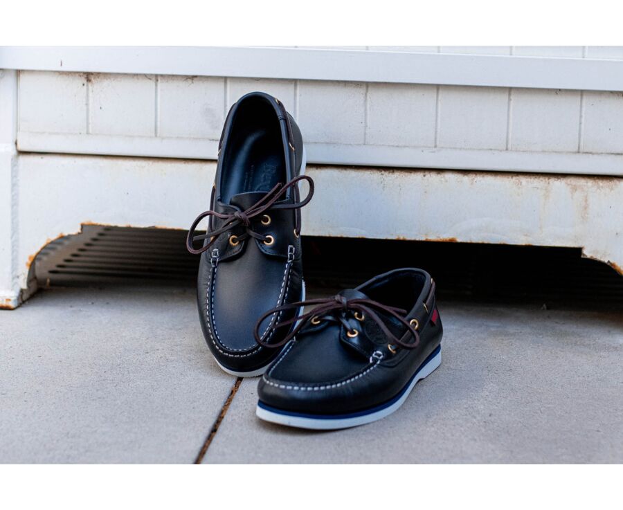 Chaussures bateau homme cuir Bleu Marine - TRAWLER