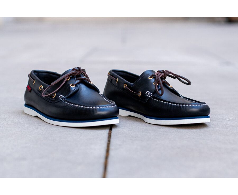 Chaussures bateau homme cuir Bleu Marine - TRAWLER