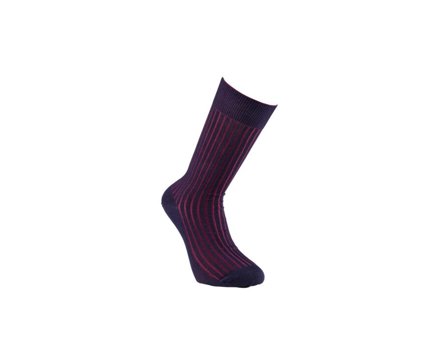 Chaussettes ville homme fil d’Écosse Marine et Rouge Bordeaux