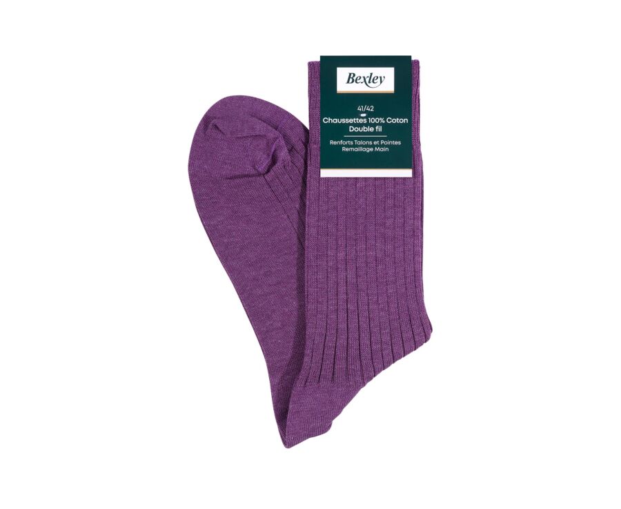 Chaussettes en fil d’Écosse à côtes - Parme chiné