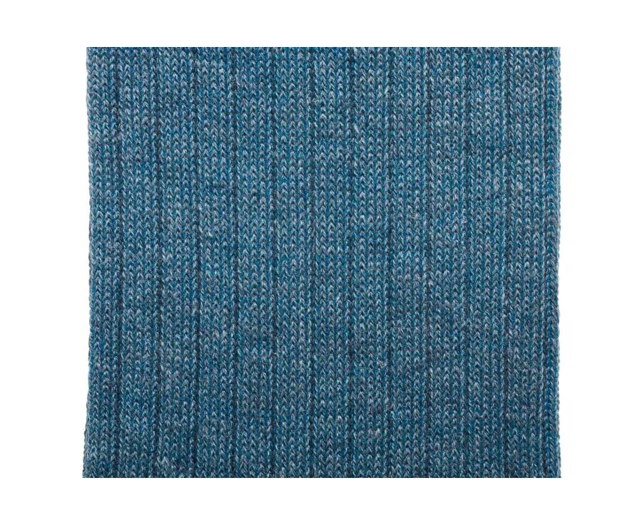 Chaussettes fil d'Écosse vert chiné et bleu azur à côtes plates