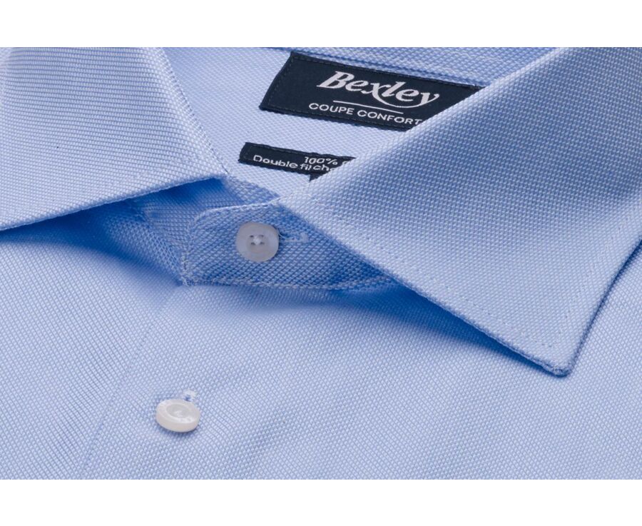Chemise coton twill bleue - Col italien - CLAUDIO