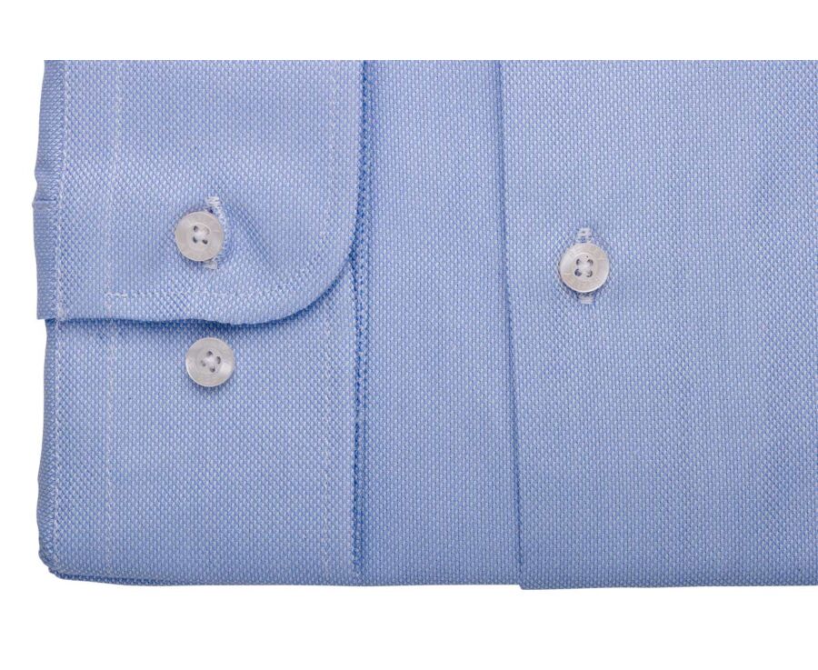 Chemise coton twill bleue - Col italien - CLAUDIO