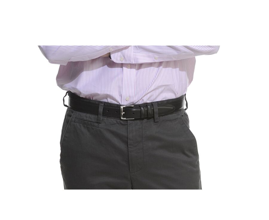 Ceinture cuir homme Noir avec boucle argent - BRIXTON SILVER