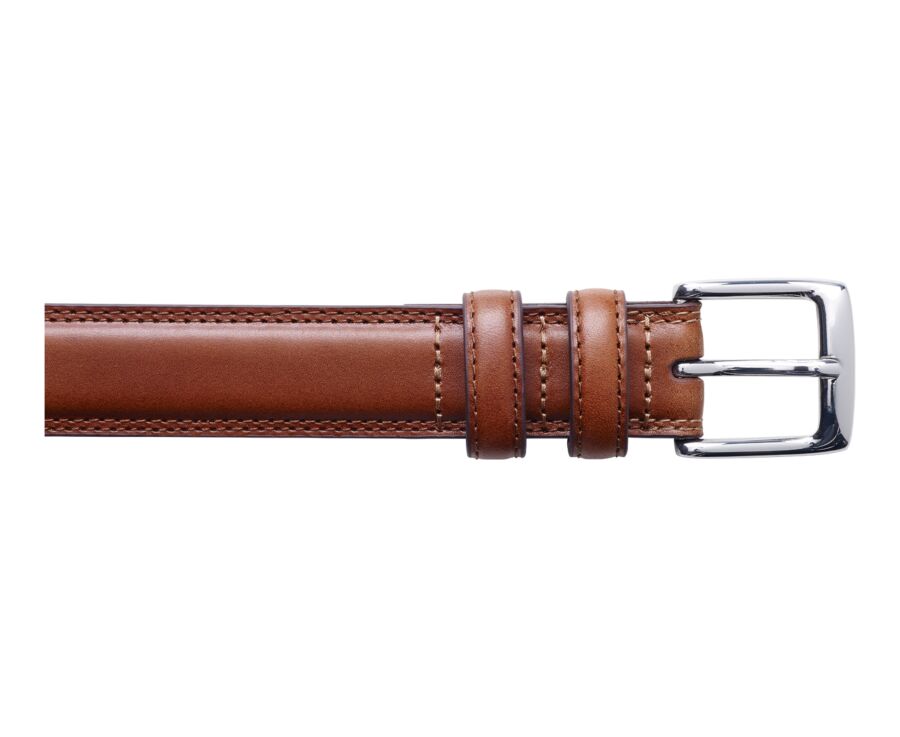 Ceinture cuir homme Gold Patiné avec boucle argent - BRIXTON SILVER