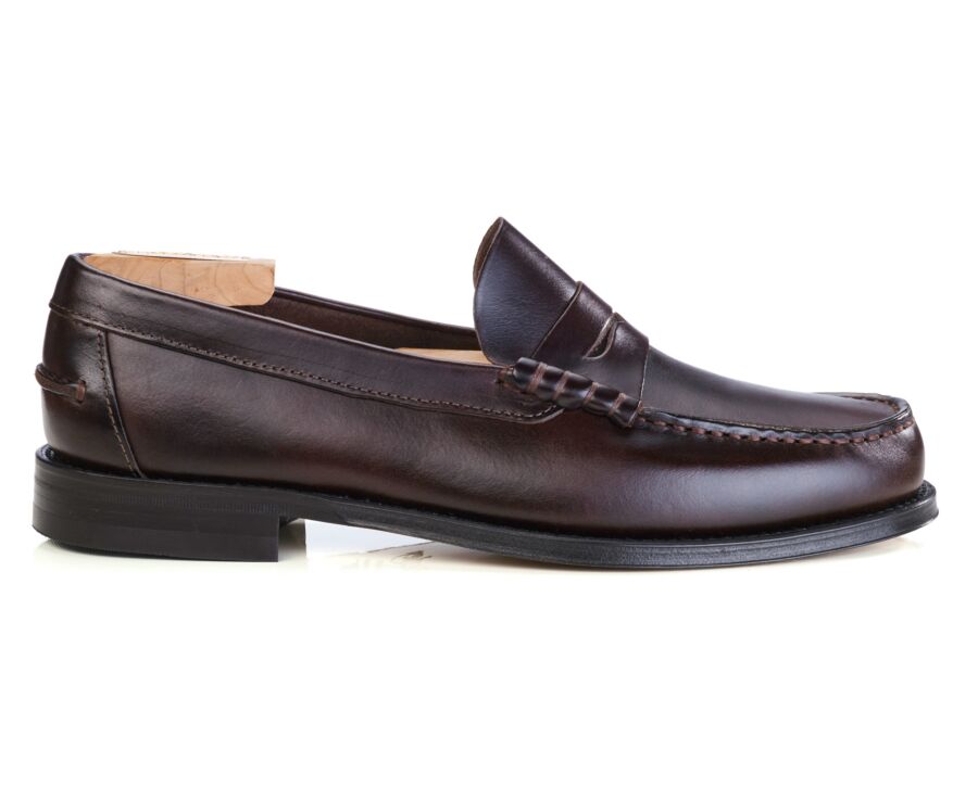 Mocassin penny loafer homme en cuir brun - YALE