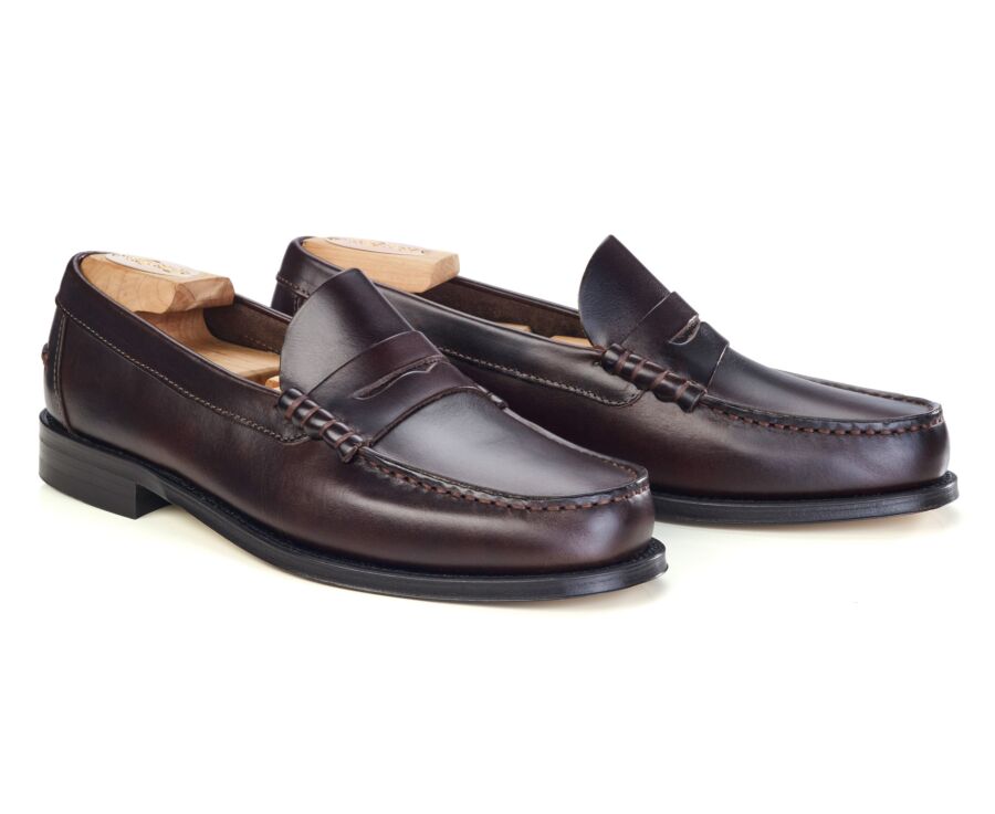 Mocassin penny loafer homme en cuir brun - YALE