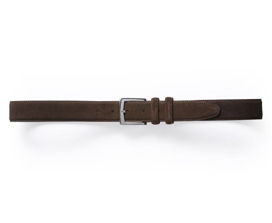 Ceinture luxe homme Velours Havane - WESTGATE SILVER