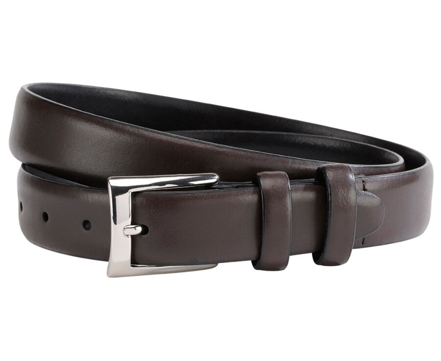 Ceinture costume homme en cuir Chocolat - RAMSGATE SILVER