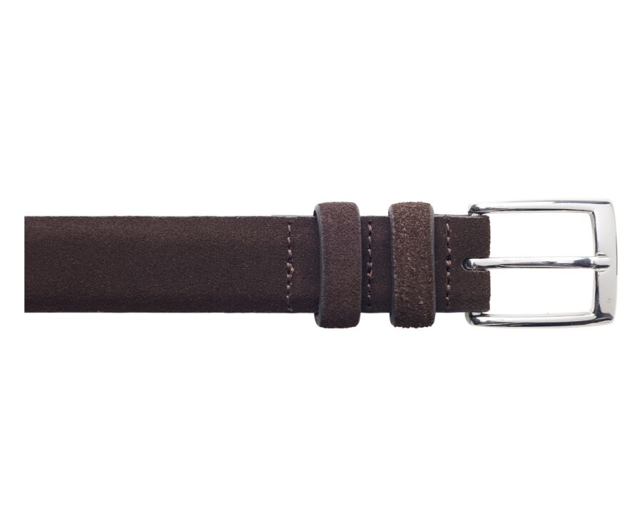 Ceinture costume homme en cuir Velours Brun - RAMSGATE SILVER