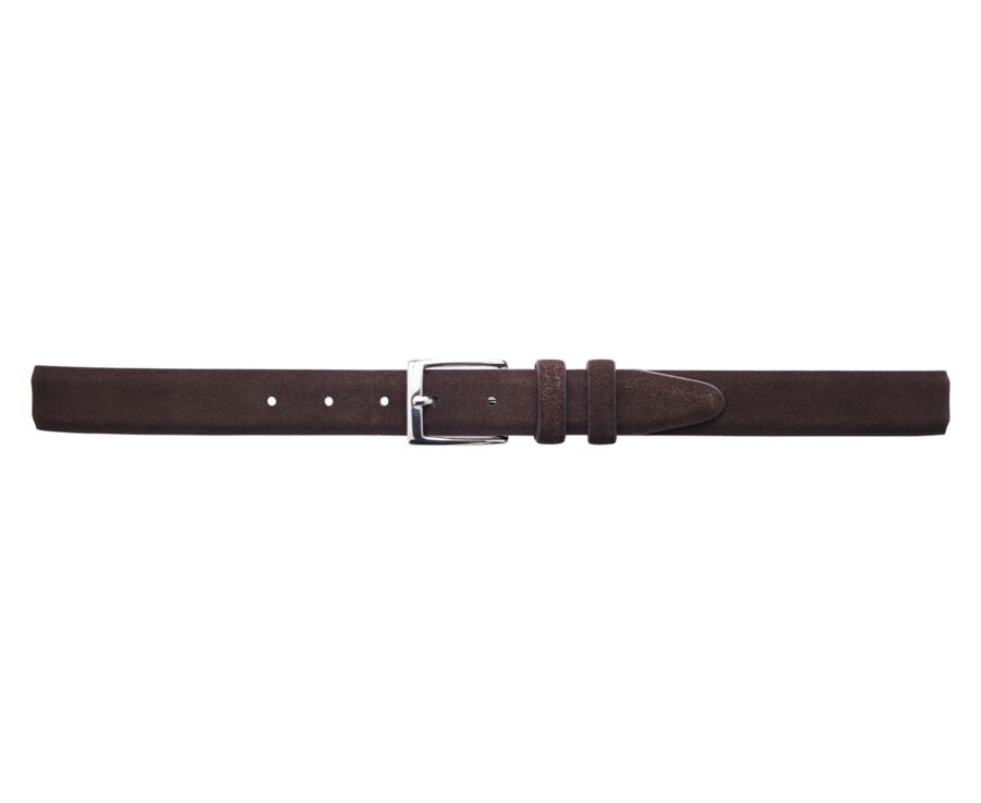 Ceinture costume homme en cuir Velours Brun - RAMSGATE SILVER