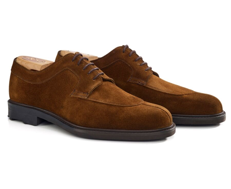 Derbies homme Velours Havane semelle gomme - KENT GOMME COUNTRY