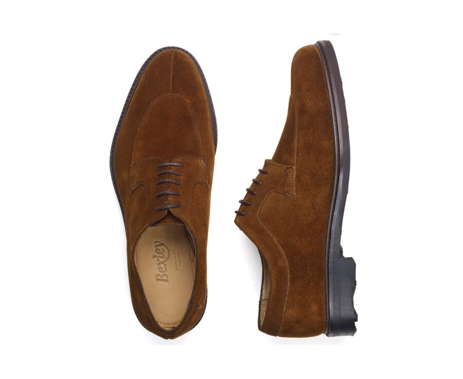 Derbies homme Velours Havane semelle gomme - KENT GOMME COUNTRY