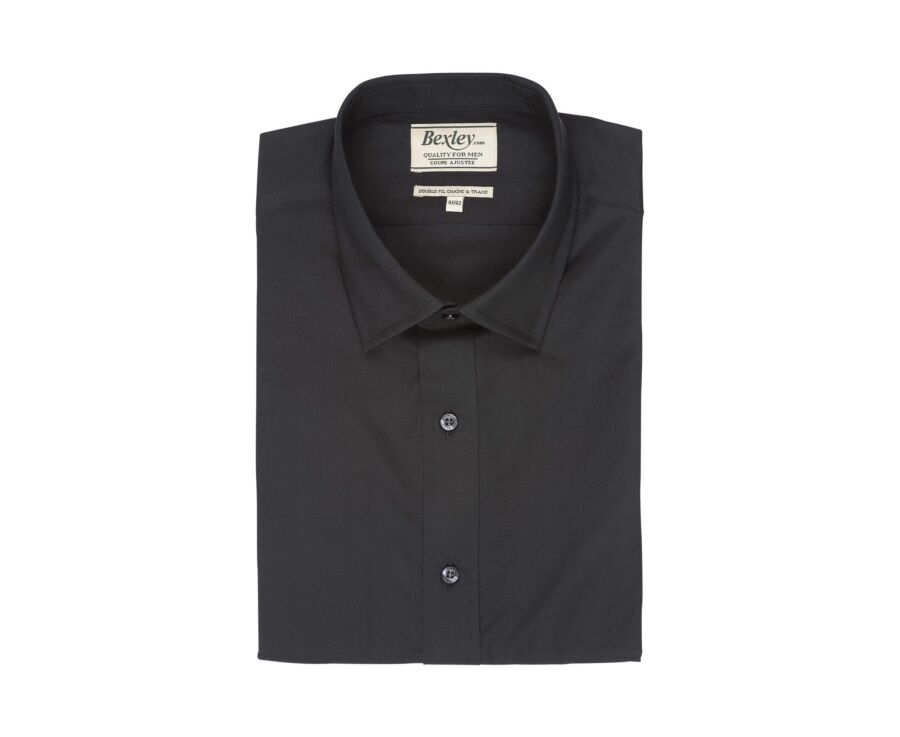 Chemise noire coton popeline - Col français - LOUIS