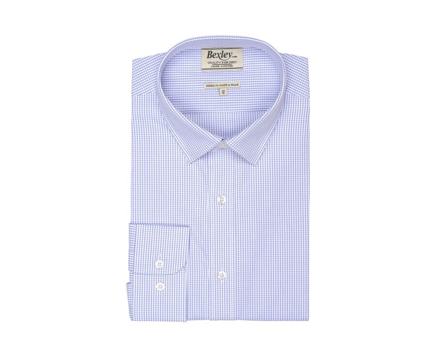 Chemise à carreaux fins blancs et bleus - MARTIN