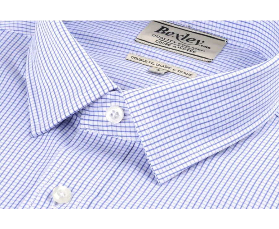 Chemise à carreaux fins blancs et bleus - MARTIN