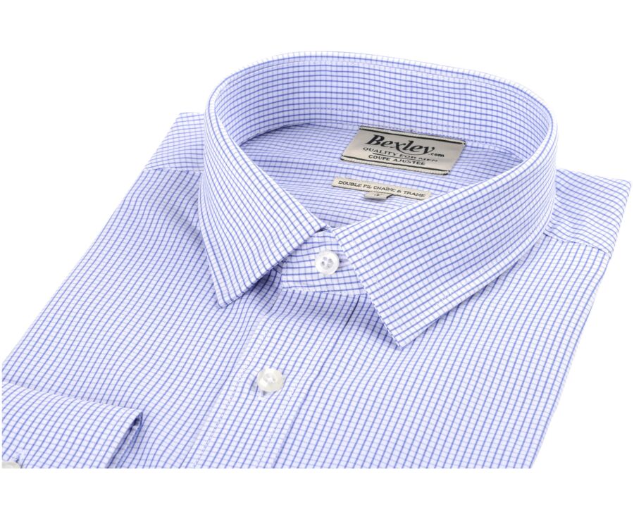 Chemise à carreaux fins blancs et bleus - MARTIN