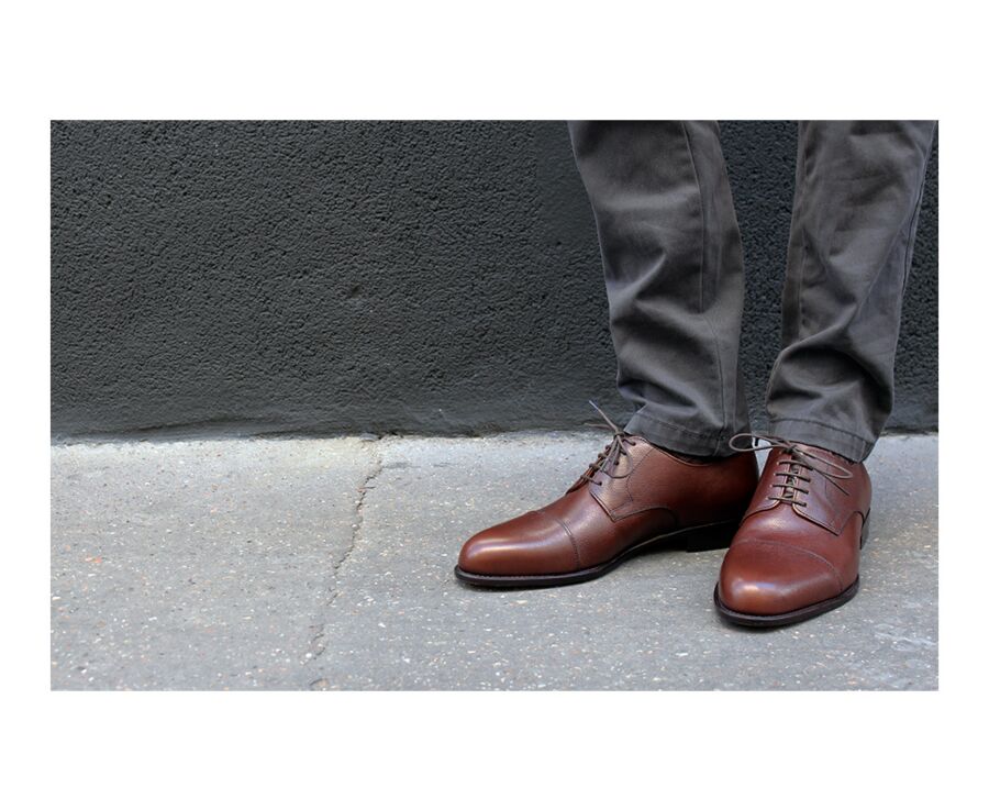 Derbies homme Châtaigne Grainé semelle cuir - MAYFAIR CLASSIC