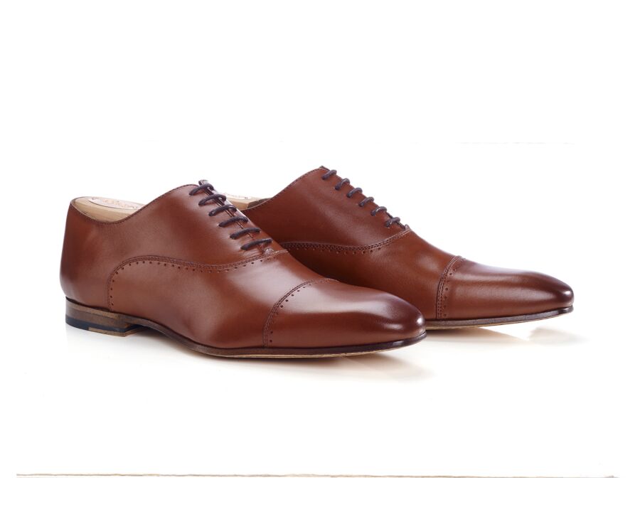 Richelieu homme Cognac Foncé semelle cuir - STRESA