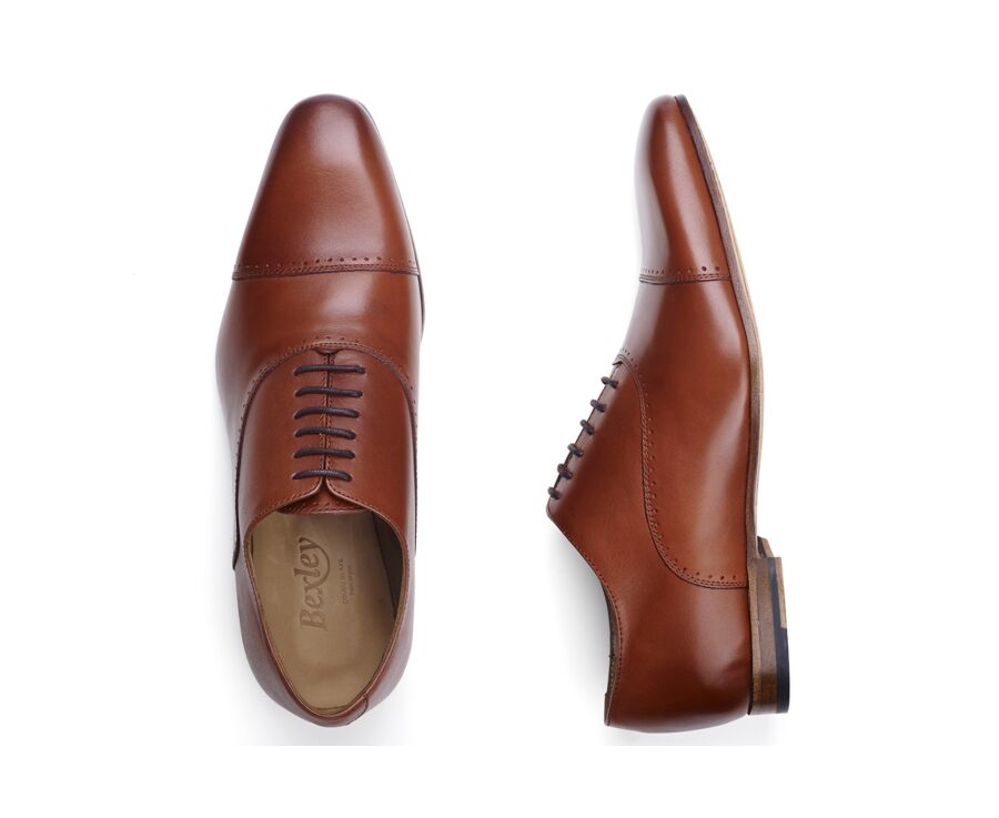 Richelieu homme Cognac Foncé semelle cuir - STRESA