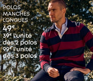 Homme portant un polo rayé à manches longues
