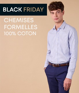 Homme en chemise formelle coton, promotion Black Friday