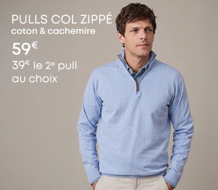 Homme portant un pull col zippé en laine