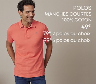 Polo homme à manches courtes en coton rouge brique
