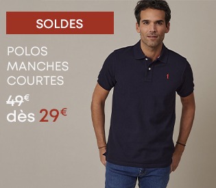 Polo homme à manches courtes en coton marine