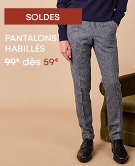 Pantalon habillé gris pour homme présenté en promotion
