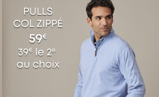 Pull col zippé homme