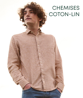 Homme portant une chemise coton-lin
