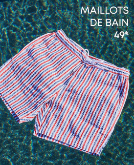 Maillot en bleu délavé et rouge