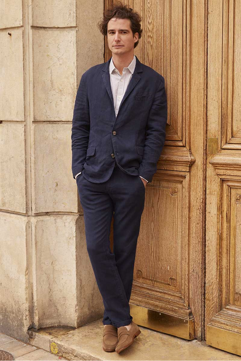 Costume en lin navy pour mariage