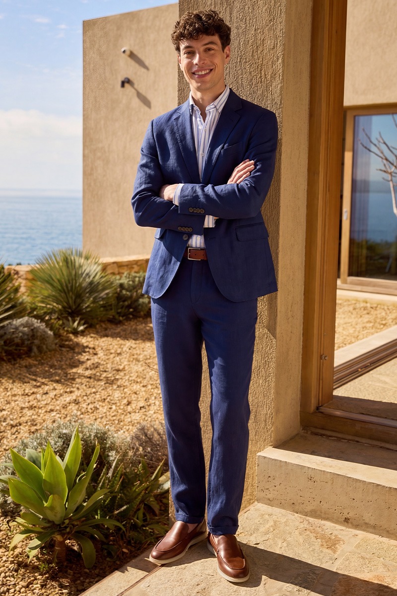 Costume en lin navy pour mariage