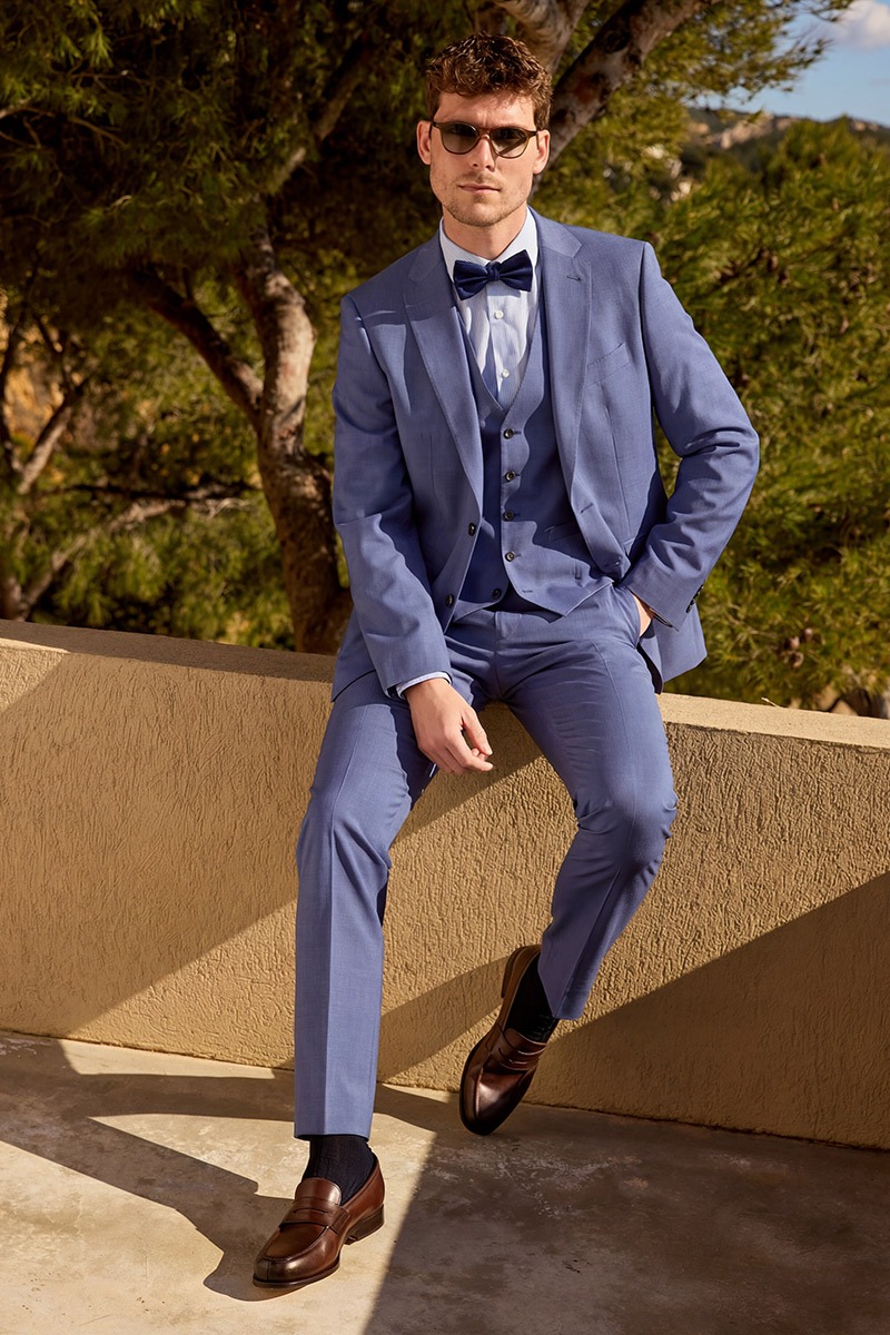 Costume trois pièces cérémonie, coupe ajustée et tissu premium