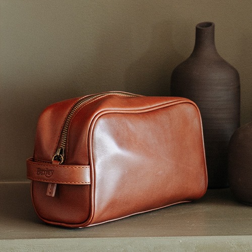 Trousse de toilette en cuir homme