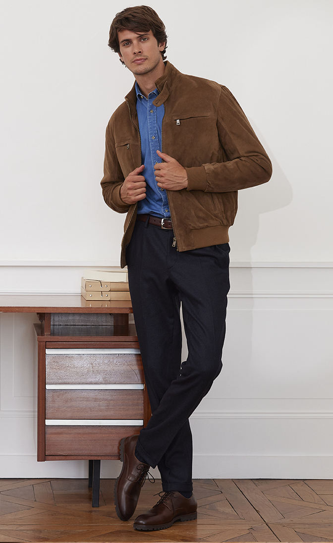 Veste en cuir homme