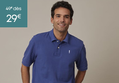 Polo en coton piqué bleu pour homme