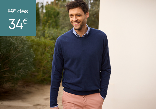 Pull fin bleu marine pour homme – Prix d’été