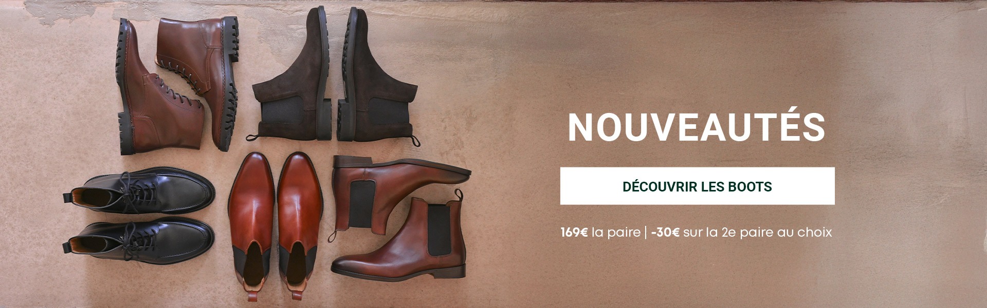Nouveautés boots homme – boots Chelsea et bottines à lacets à 169€ la paire